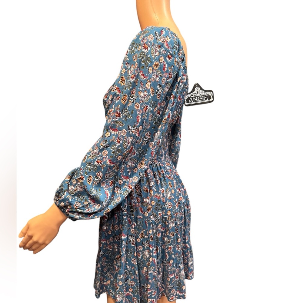 ANGIE Floral Boho Peasant Smocked Waist Mini Dress NWT Small - Picture 7 of 12